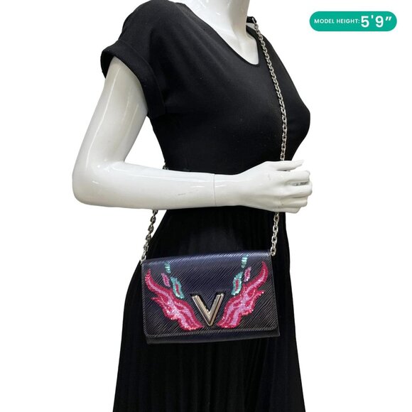 Louis Vuitton Twist Sequins Epi Leather Chain Wallet Purple - Picture 2 of 9